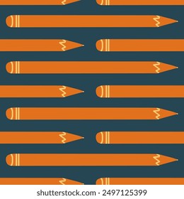 Seamless pattern of pencils, repeating pattern. Design for education, packaging, decorative stationery and various projects.	