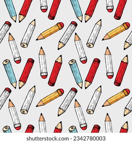 Seamless pattern with pencils , vector illustration 