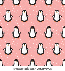 patrón ininterrumpido de pingüino nieve animal invierno Navidad vacaciones de Navidad en fondo rosa vectores papel pintado de fondo giftwrap textil