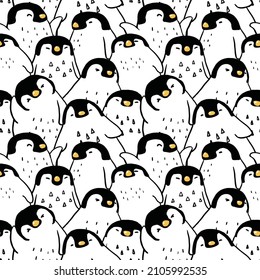 Seamless Pattern of Penguin Illustration Design