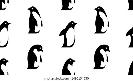 Seamless pattern with Penguin logo. isolated on white background