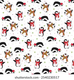 Seamless Pattern Penguin Vector Art