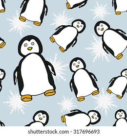 Seamless pattern with penguins