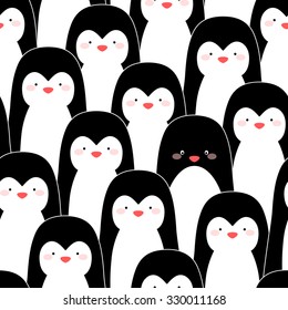 Seamless pattern with penguins