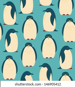 Seamless pattern with penguins. Birds decorative background