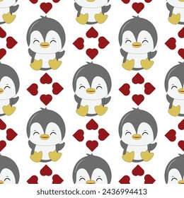 Patrón sin fisuras con pingüinos. Lindo pingüino ilustración de dibujos animados. Patrón de animales
