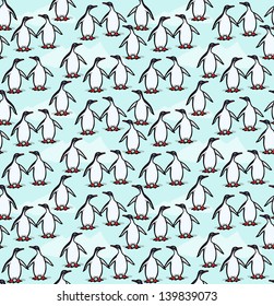 Seamless pattern of penguins. EPS 10 vector, transparencies used