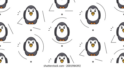 Patrón sin foco con pingüinos. Diseño de iconos. Elementos de plantilla