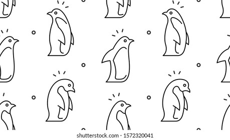 Seamless pattern with Penguins. isolated on white background