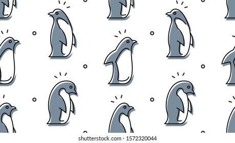 Seamless pattern with Penguins. isolated on white background
