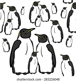 seamless pattern of penguins at the North Pole vector illustration