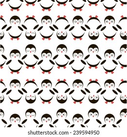seamless pattern penguins on white background