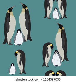 Seamless pattern with penguins. Winter vector illustration. For decorating textiles, packaging and wallpaper.