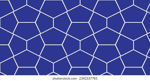 patrón transparente con motivo de pentágono en azul con contorno blanco