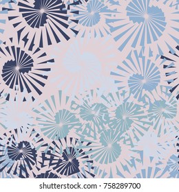 Seamless pattern of pentagonal star vortices. Fashionable camouflage.