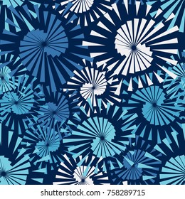 Seamless pattern of pentagonal star vortices. Fashionable camouflage.