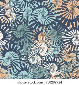 Seamless pattern of pentagonal star vortices. Fashionable camouflage.