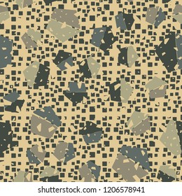 Seamless pattern. Pentagons against a placer of rounded squares.