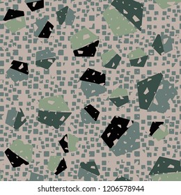 Seamless pattern. Pentagons against a placer of rounded squares.