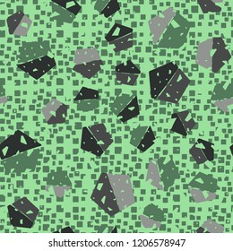 Seamless pattern. Pentagons against a placer of rounded squares.