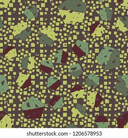 Seamless pattern. Pentagons against a placer of rounded squares.