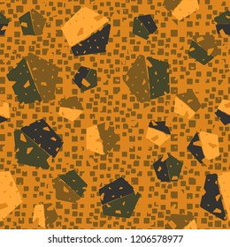Seamless pattern. Pentagons against a placer of rounded squares.