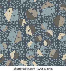 Seamless pattern. Pentagons against a placer of rounded squares.