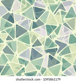 A seamless pattern of pentagons, has transparent elements and a grid of the main texture. Fashionable, stylish, youth. 