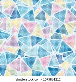 A seamless pattern of pentagons, has transparent elements and a grid of the main texture. Fashionable, stylish, youth. Brings good luck.