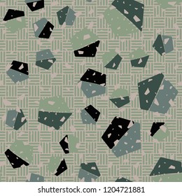 Seamless pattern with pentagons located on a checkered texture background. With the ability to edit.