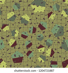 Seamless pattern with pentagons located on a checkered texture background. With the ability to edit.