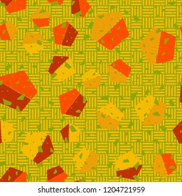 Seamless pattern with pentagons located on a checkered texture background. With the ability to edit.
