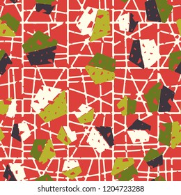 Seamless pattern with pentagons located on the background of the grid. With the ability to edit.