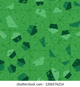 Seamless pattern. Pentagons on the background of wavy rhombuses.
