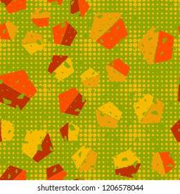 Seamless pattern. Pentagons on the background of round spots.