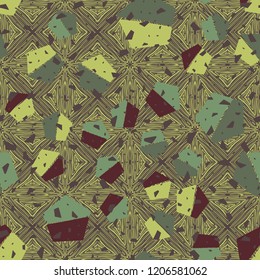 Seamless pattern. Pentagons on the background of the wood flooring texture.