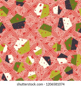 Seamless pattern. Pentagons on the background of the wood flooring texture.