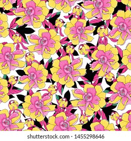 Seamless pattern with peonies flower on a white background. Infinite texture. Vector. Print for bed linens, fabric, textiles, wallpaper, greeting cards, wrapping paper, gift box 