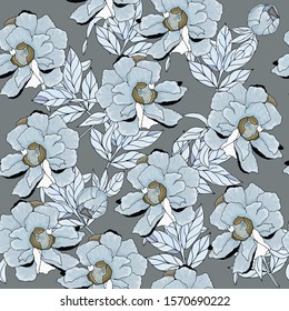 Seamless pattern with peonies flower on a background.Vector. Print for bed linens, fabric, textiles, wallpaper, greeting cards, wrapping paper, gift box 
