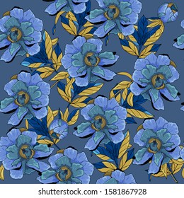 Seamless pattern with peonies flower on a background.Vector. Print for bed linens, fabric, textiles, wallpaper, greeting cards, wrapping paper, gift box 
