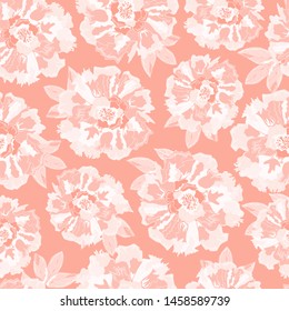 Seamless pattern with peonies flower.Vector. Print for bed linens, fabric, textiles, wallpaper, greeting cards, wrapping paper, gift box 