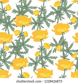 Seamless pattern with peonies on a white background. Infinite texture for the design of the season. Vector. Printing for fabrics, cover design, wallpaper