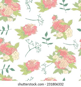 Seamless pattern with peony.