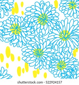
Seamless pattern with peony flowers. freehand drawing, kids drawing. Abstract background.