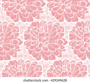 Seamless pattern with peony ornamental floral. Background design.