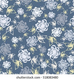 Seamless pattern of peony. Summer flowers. Floral seamless background for textile or book covers, manufacturing, wallpapers, print, gift wrap and scrapbooking.
