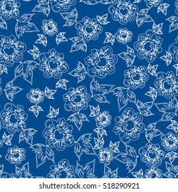 Seamless pattern of peony. Summer flowers. Floral seamless background for textile or book covers, manufacturing, wallpapers, print, gift wrap and scrapbooking.