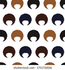 seamless pattern with people with afro hairstyle. multi-colored hair. black lives matter. Stop racism concept. Modern abstract design