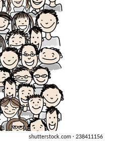 Seamless pattern with people crowd for your design, vector illustration