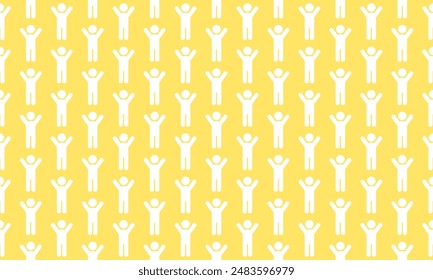 Nahtloses Muster mit Menschen auf gelbem Hintergrund. Vektorillustration.